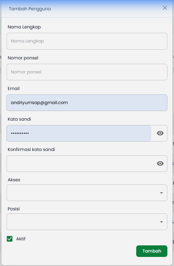 Dialog Tambah Pengguna