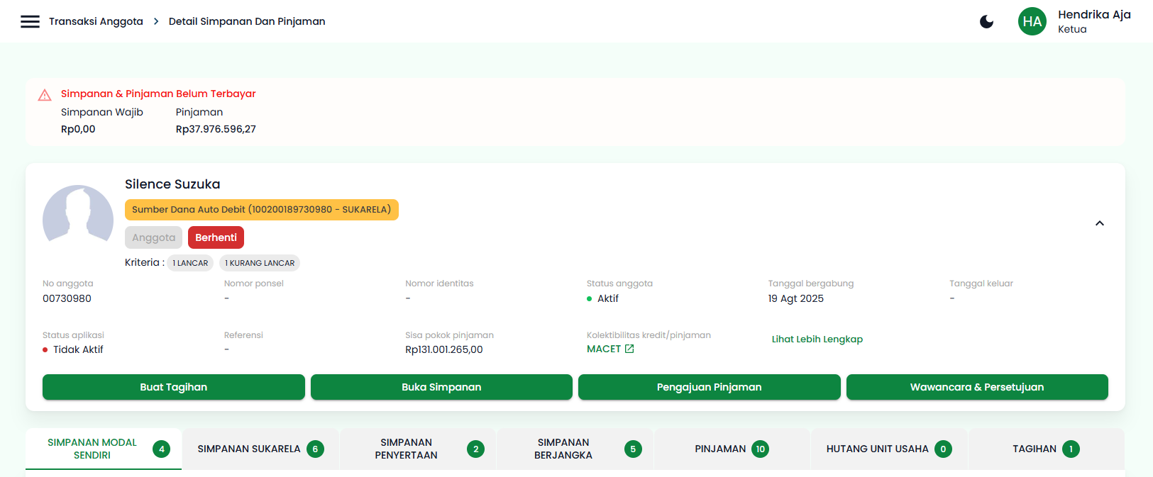 Halaman Detail Anggota