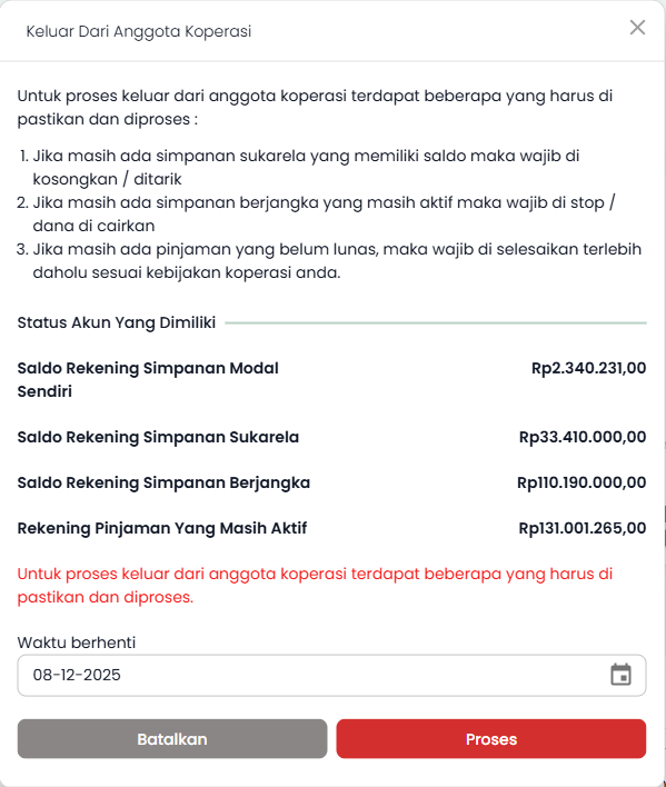 Pop up Berhenti Dari Koperasi