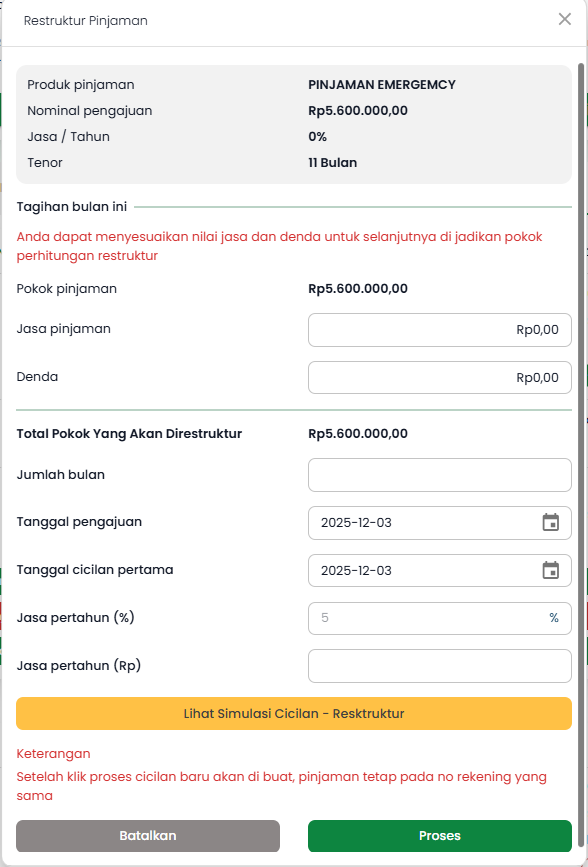 Pop Up Restruktur Pinjaman