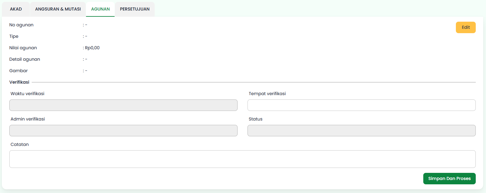 Halaman Detail Pinjaman Agunan