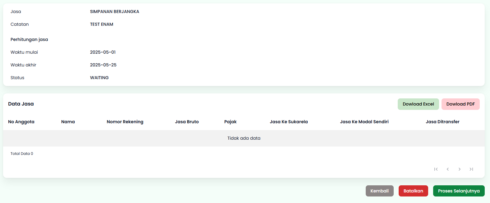 Halaman Proses Rilis Jasa Konsolidasi