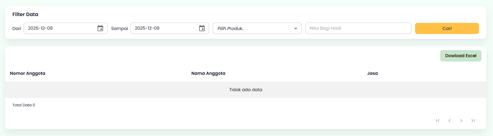 Halaman Simulasi Jasa Bagi Hasil